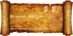 Brassai Béla névjegykártya